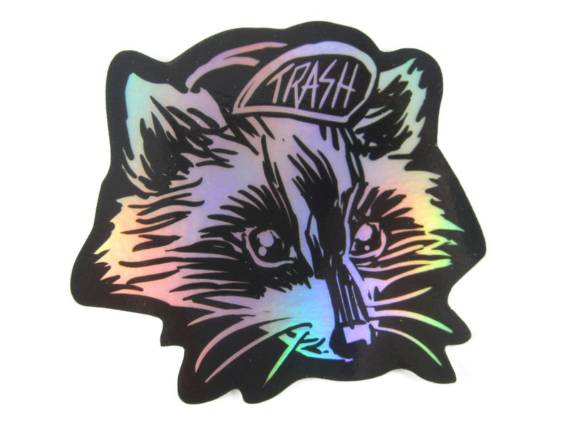 Trash Panda3 Holographic StickerRaccoon image 1