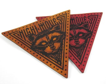 Night Moves — Raccoon badge — Laser etched leather patch