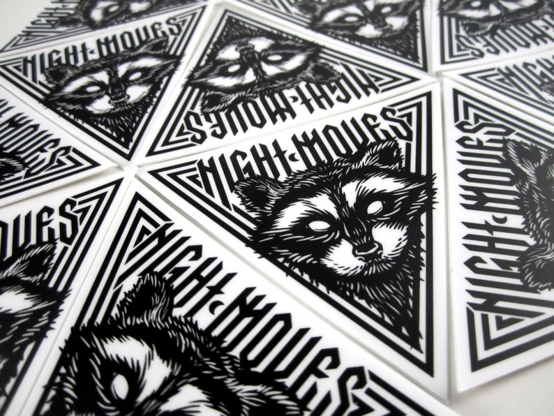 Night Moves3 Vinyl StickerRaccoon image 2