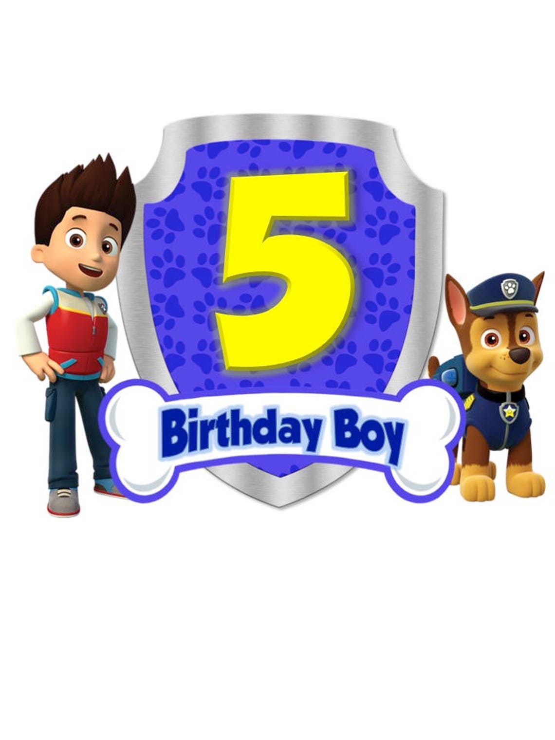 Paw Patrol Chase Birthday Shirt Decal 5 Etsy España