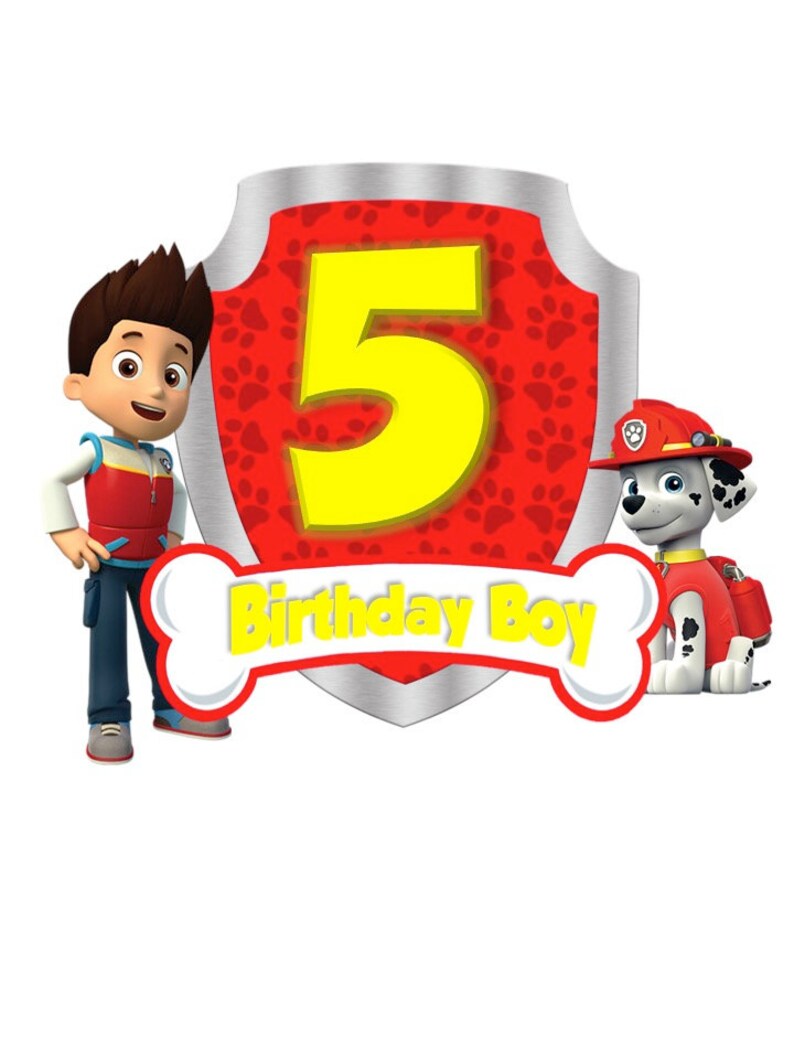 Paw Patrol Marshall Fifth Birthday Shirt Decal Etsy