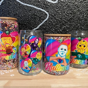 Rainbow Halloween Choose your cup and killer! Glass Can Snow globe Mug