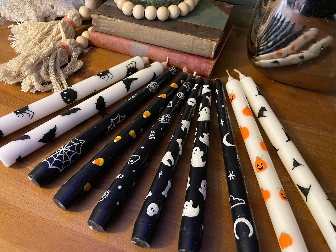 Image of Halloween Painted Taper Candles
