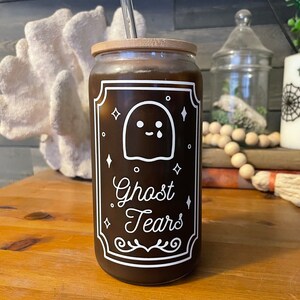 Ghost Tears Halloween Glass Can - 16 or 20 oz Iced or Hot Coffee Cup