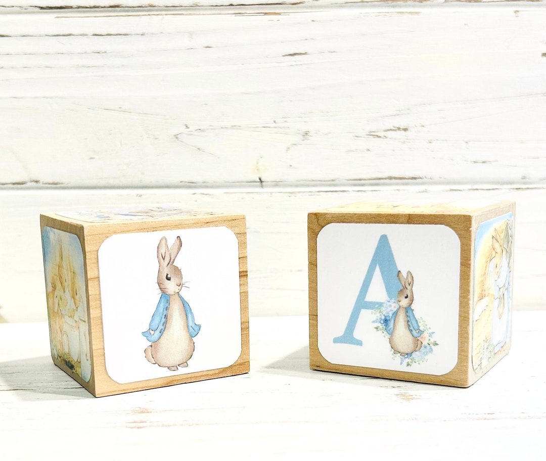 Pet Rabbit Blocks Peter Rabbit - Personalized Initial - Baby Blocks - Beatrix Potter ...