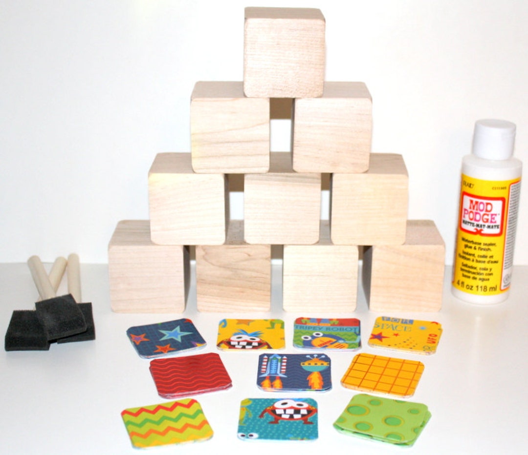 DIY Wood Baby Blocks Kit Space Theme Baby Shower Craft Etsy