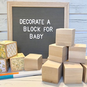Baby Shower Block Activity - Wooden Baby Blocks - DIY Baby Blocks - Decorate A Block - Baby Shower Craft - 2 Inch - 10 BLOCKS ONLY