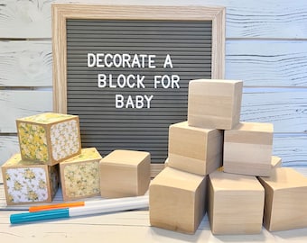 Baby Shower Block Activity - Wooden Baby Blocks - DIY Baby Blocks - Decorate A Block - Baby Shower Craft - 2 Inch - BLOCKS ONLY