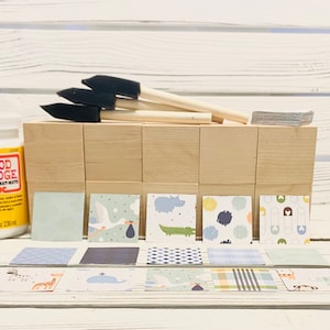 Wooden Blocks - Baby Shower Craft - Baby Boy Designs - DIY - 2 Inch Blocks - Shower Activity