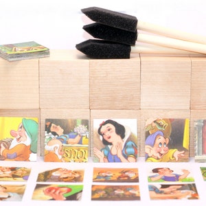 Snow White and the Seven Dwarfs - DIY Wooden Baby Block Kit - Nursery - Book Blocks - Baby Shower Craft - 2 Inch Blocks