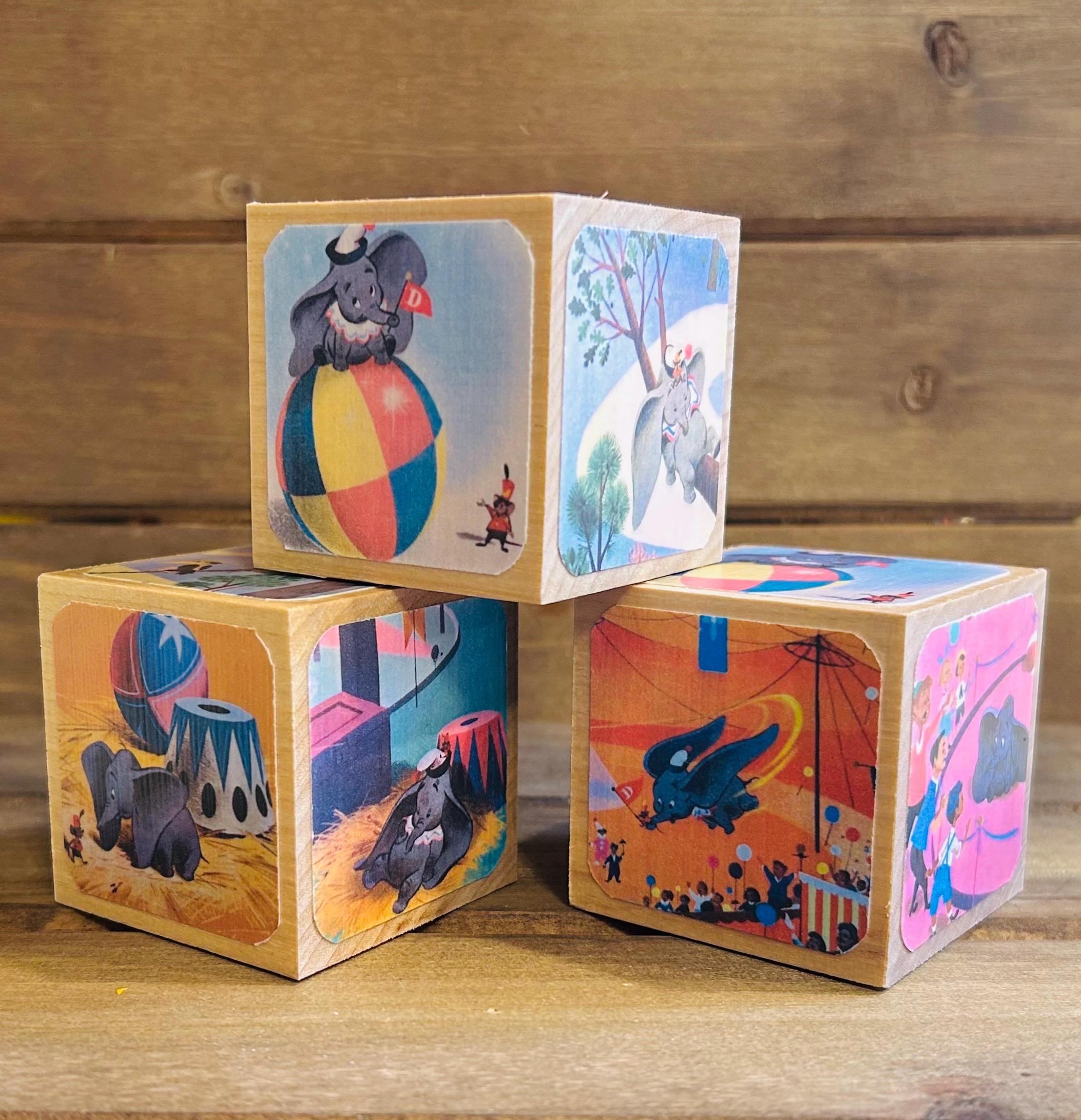 Dumbo Table Dumbo the Elephant Baby Blocks - Vintage Dumbo - Wooden Blocks - Baby ...