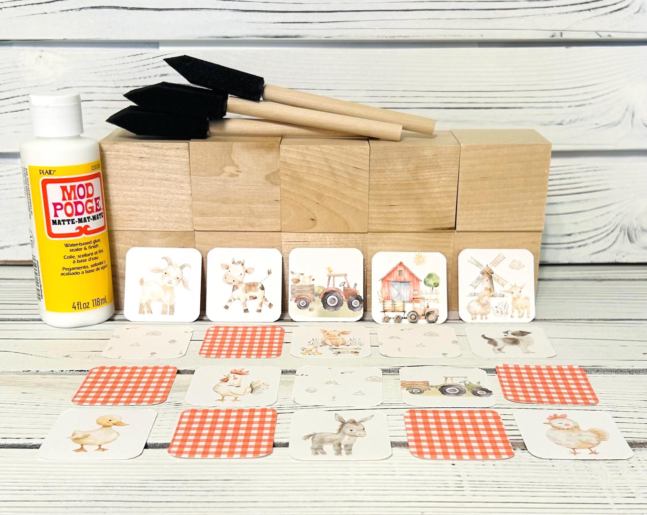 Baby Shower Activity - Barnyard - Farm Animals - Wooden Baby Blocks ...