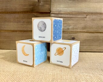 Numbers and Shapes Wooden Blocks - Montessori Inspired Educational Toy for Toddlers - Baby Blocks - 2 Inch - Nursery Decoration