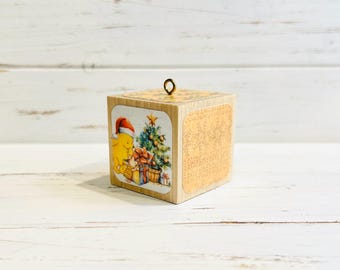 Winnie The Pooh Christmas Ornament - Solid Wood - Vintage Designs - Baby’s 1st Christmas - Wooden Ornament