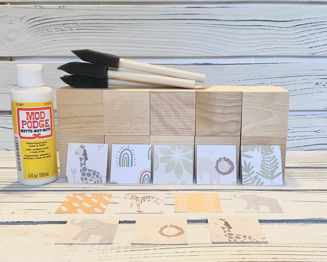 Wooden Blocks - Baby Shower Craft - Gender Neutral Designs - Safari ...