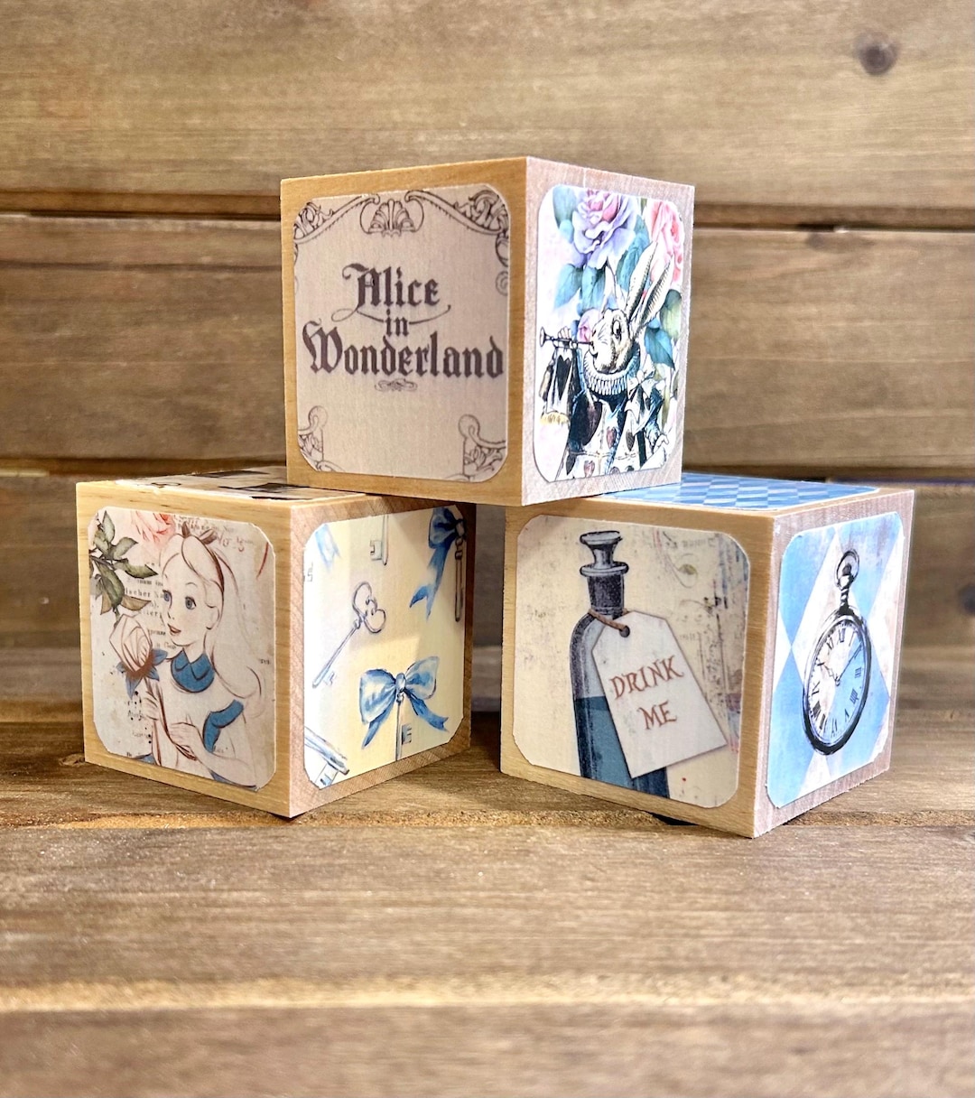Alice in Wonderland Baby Shower - Baby Blocks - Nursery Room Decor ...
