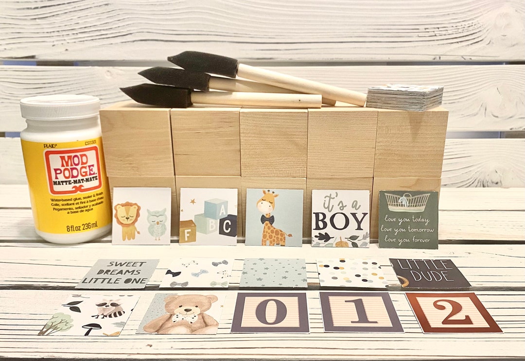 Wooden Blocks Baby Shower Craft Baby Boy Designs DIY Etsy
