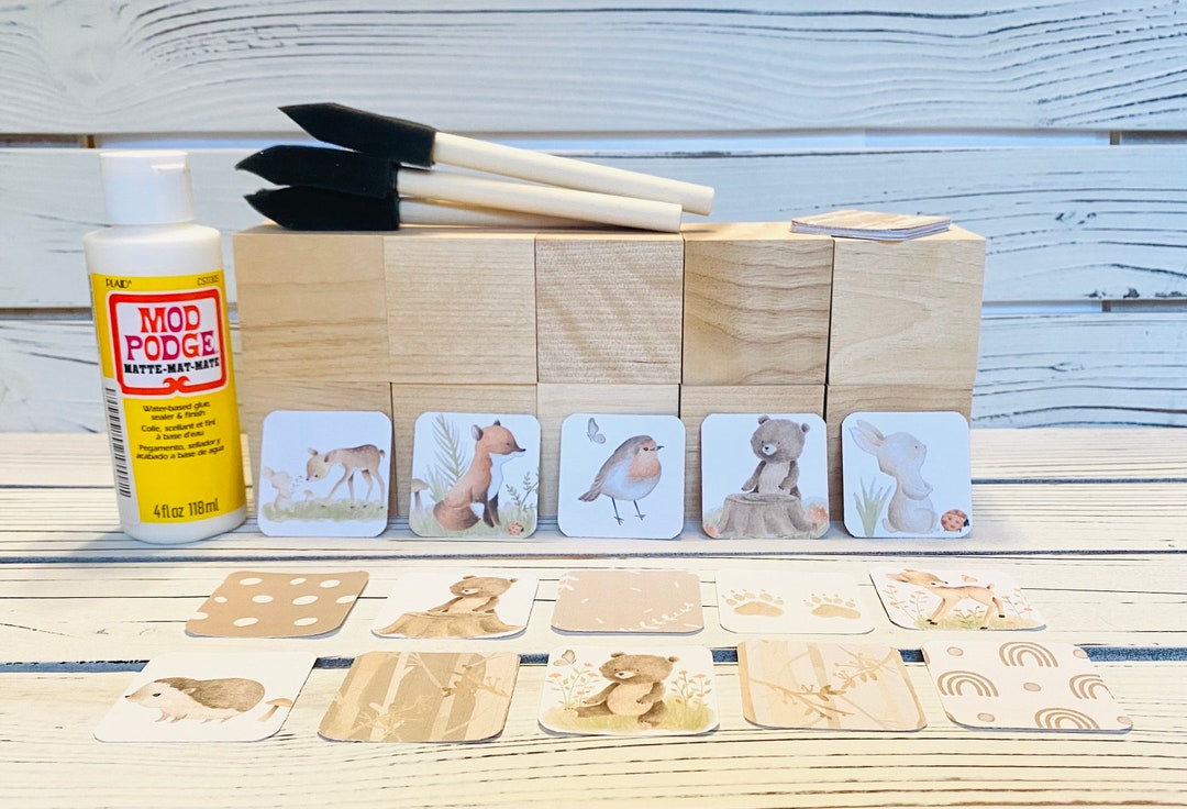 DIY Wood Block Kit - Woodland Theme- Baby Shower Craft - Gender Neutral ...