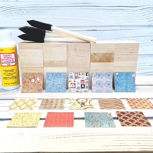 Baby Shower Activity - Baby Shower Craft - DIY Wooden Block Kit - Boy Designs - 2 inch