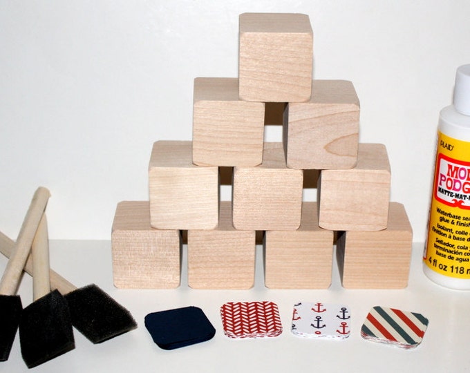 Nautical Nursery DIY Wood Baby Blocks Baby Shower Craft Etsy