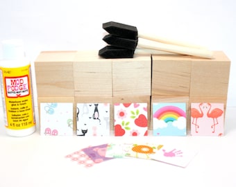 Baby Shower Activity - Baby Blocks - DIY Block Kit - Girl Theme Mix - Baby Shower Craft -  2 Inch Blocks