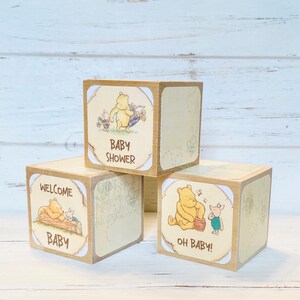 Winnie The Pooh Baby Shower - Wood Blocks - Vintage Pooh - Table Centerpieces - Nursery Decor - Baby Shower Decorations - 2 Inch Blocks
