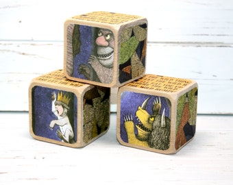 Storybook Blocks - Wooden Baby Blocks - Baby Shower Decor - Table Centerpieces - Nursery Room - Book Blocks - 2 Inch