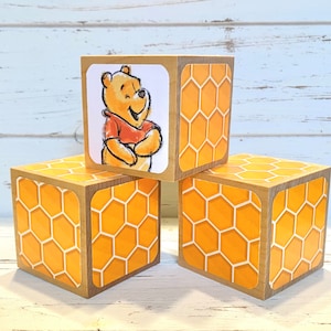 Winnie The Pooh - Wooden Baby Blocks - Baby Shower Decor - Table Centerpieces - Nursery Room - Pooh Shower - 2 Inch