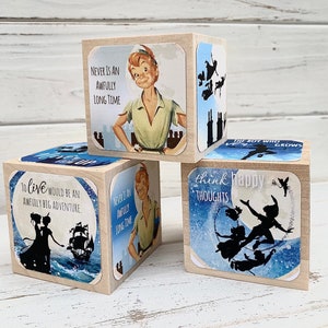 Peter Pan - Wood Blocks - Lost Boys - Nursery Room Decor - Neverland - Baby Boy Nursery - Shelf Decor - 2 Inch Blocks