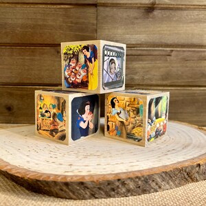 Princess Baby Blocks - Snow White and The Seven Dwarfs - Wooden Baby Blocks - Baby Shower - Table Centerpieces - Nursery Room - 2 Inch