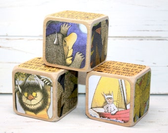 Storybook Blocks - Wooden Baby Blocks - Baby Shower Decor - Table Centerpieces - Nursery Room - Book Blocks - 2 Inch
