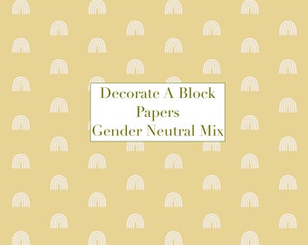 Decorate A Block - Baby Shower Craft Papers - Gender Neutral - DIY Block Kit - PAPER ONLY - Baby Shower Activity - Paper for 2 Inch Blocks