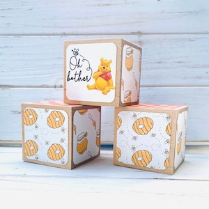 Oh Bother - Winnie The Pooh - Wooden Baby Blocks - Baby Shower Decor - Table Centerpieces - Nursery Room - Shelf Decor - 2 Inch