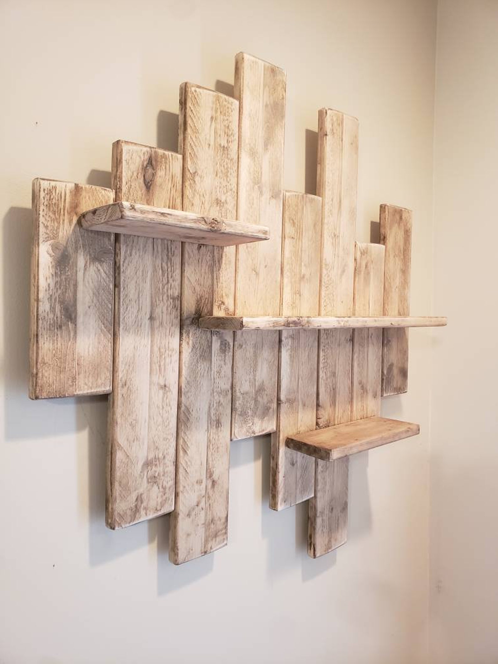 Farmhouse Staggered Shelf Wall Hanging Floating Wall Shelf Etsy