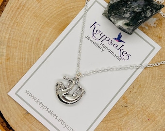 Hanging Sloth Necklace: Silver Plated Animal Jewellery
