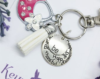 Positive Message Tassel Keyring: Enamel Handbag Charm