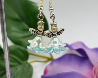 Flower Fairy Earrings - Angel earrings - floral earrings- drop earrings