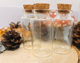 Mini glass vials with cork 25ml, cork bottles, 6cms x 3cms