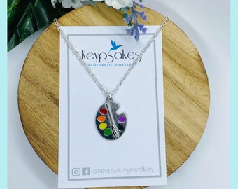 Paint Pallet charm initial Necklace | Hobby Jewellery | Initial Necklace