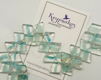 Turquoise Diamond Glass Beads: Jewellery Making Supplies (18mm x 14mm)