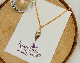 Enamel Ice Cream Necklace: Gold Plated Chain, Kids Summer Jewellery