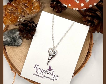 Hammered Heart Necklace: Tibetan Silver Plated Charm