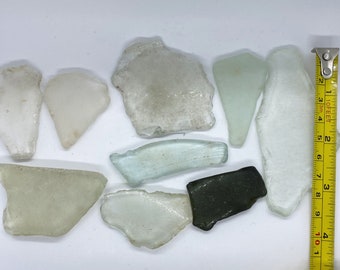 Rivierglas uit Lancashire rivieren, Victoriaans glas, 9 stuks voornamelijk vlakke partij (2)