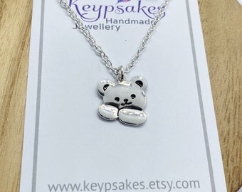 Silver Plated Teddy Bear Necklace: Kids Jewellery