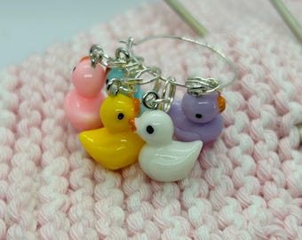 Set of 5 Duck Stitch Markers for Knitting and Crocheting