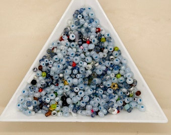 Blue Seed Bead Mix: Toho, Czech Glass, Metallic Beads (18gs)