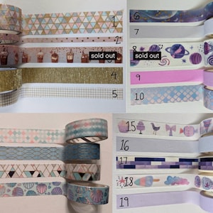 Washi Tape Rolls, 100+ designs available