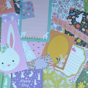 Kit de diário com tema de coelhinho. 50 peças, incluindo papel, adesivos e fita washi. Designs exclusivos para criar as páginas de diário ou planejador mais fofas.