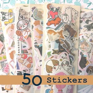 50 Hundeaufkleber, verschiedene Sortierte Grab Bag. Geschenk für Hundeliebhaber. Große Auswahl an Stilen, Hunderassen. Corgis Dalmatiner Retriever Frenchie Husky etc.