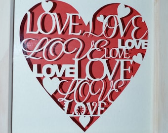 love, love, love paper cut, template, PERSONAL USE ONLY